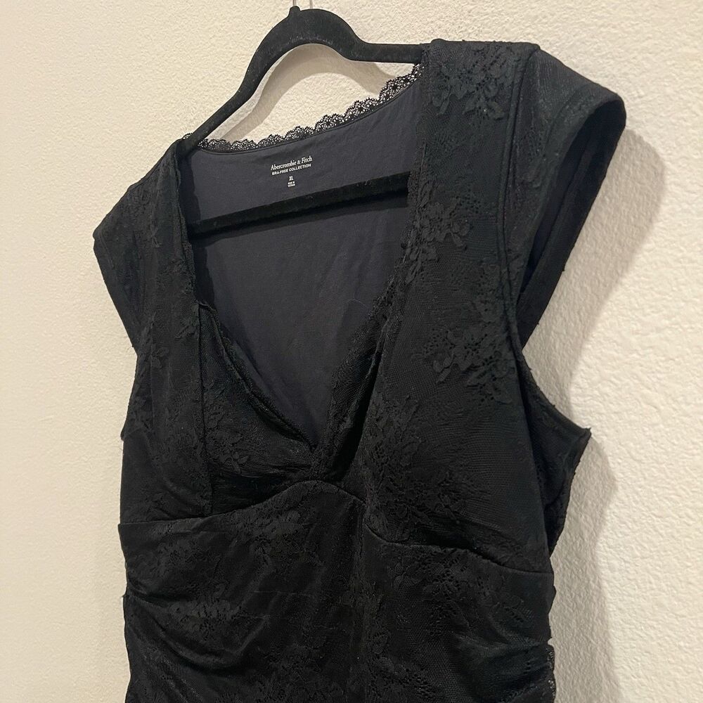 Abercrombie & Fitch The A&F Zoe Bra-Free Lace Top Size XL Black Whimsigoth Vamp - Picture 5 of 9